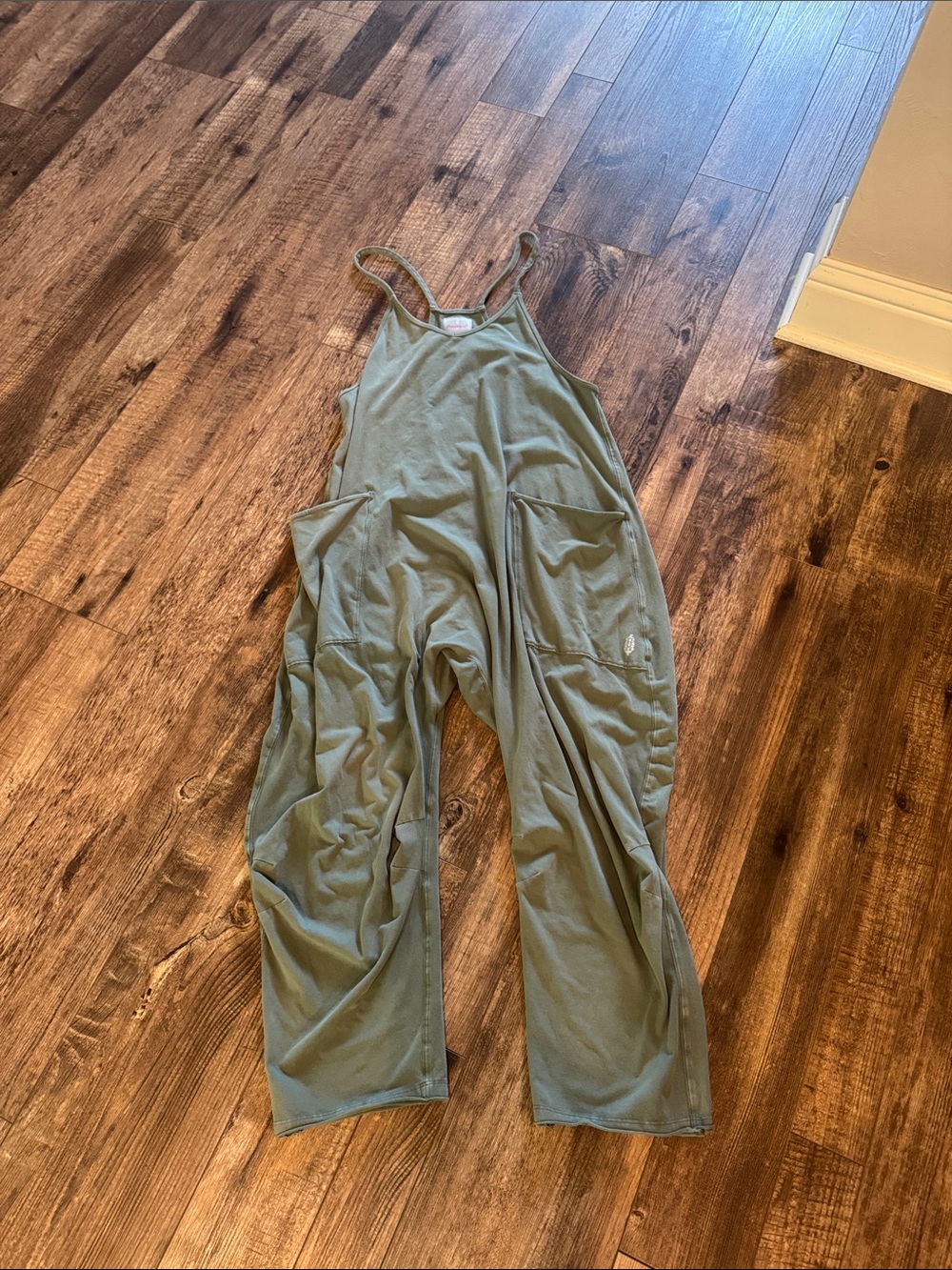 Free People Olive Green Easywide-Strap Jumpsuit